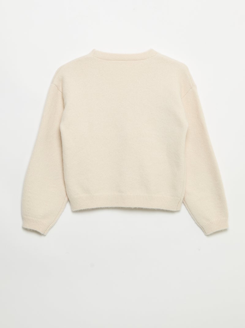 Maglione in maglia con apertura a nodi Bianco - Kiabi