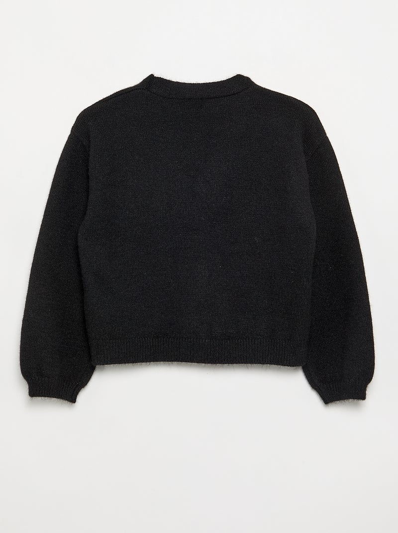 Maglione in maglia con apertura a nodi Nero - Kiabi