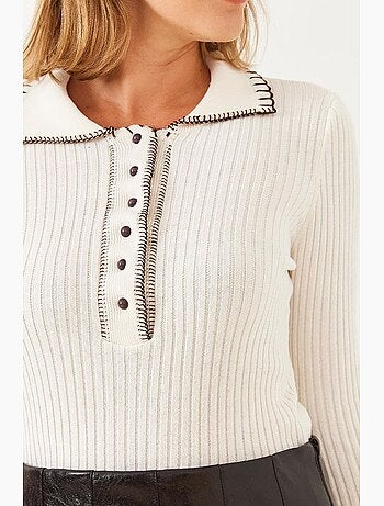 Maglione in maglia con bottoni e colletto polo lucci