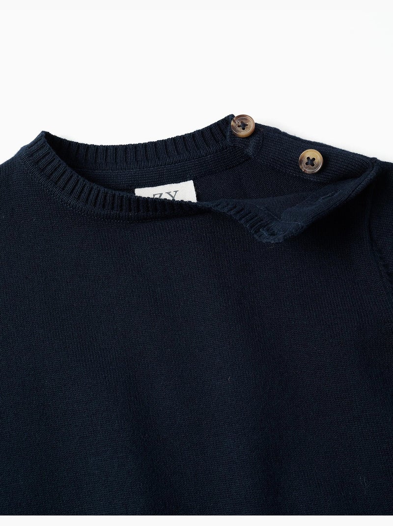 Maglione in maglia con bottoni sulle spalle Blu scuro - Kiabi