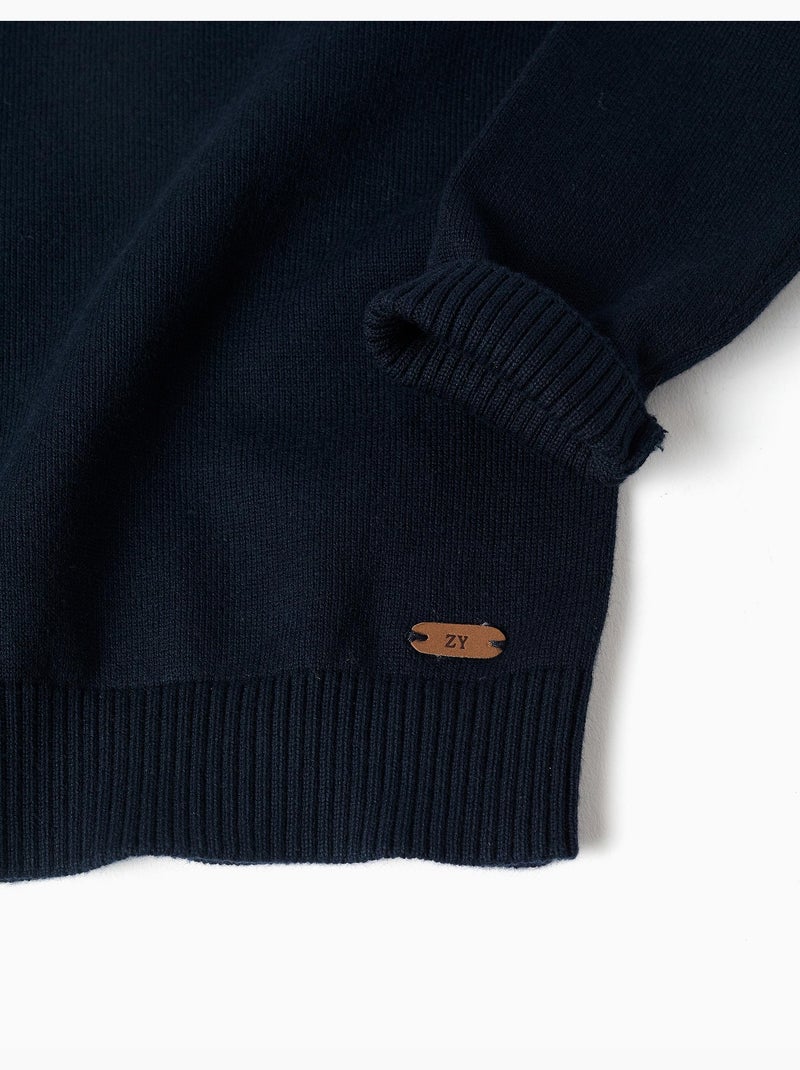 Maglione in maglia con bottoni sulle spalle Blu scuro - Kiabi