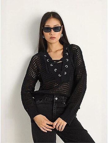 Maglione in maglia con cappuccio lucci