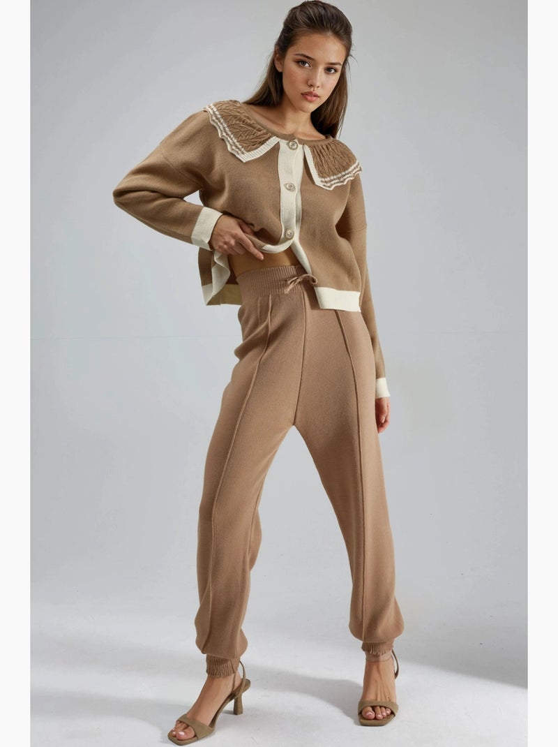 Maglione in maglia con chiusura a bottoni e colletto baby my fashion Cammello - Kiabi
