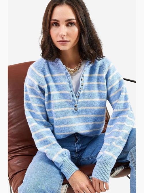 Maglione in maglia con colletto a bottoni lucci - Kiabi Maglione in maglia con colletto a bottoni lucci - Kiabi
