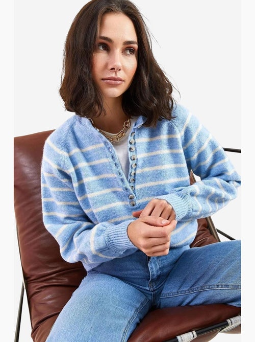 Maglione in maglia con colletto a bottoni lucci - Kiabi Maglione in maglia con colletto a bottoni lucci - Kiabi