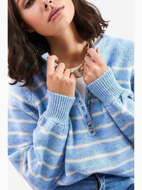 Maglione in maglia con colletto a bottoni lucci - Kiabi Maglione in maglia con colletto a bottoni lucci - Kiabi