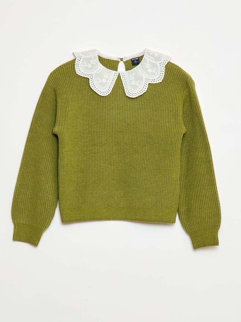 Maglione in maglia con colletto alla Claudine Verde - Kiabi