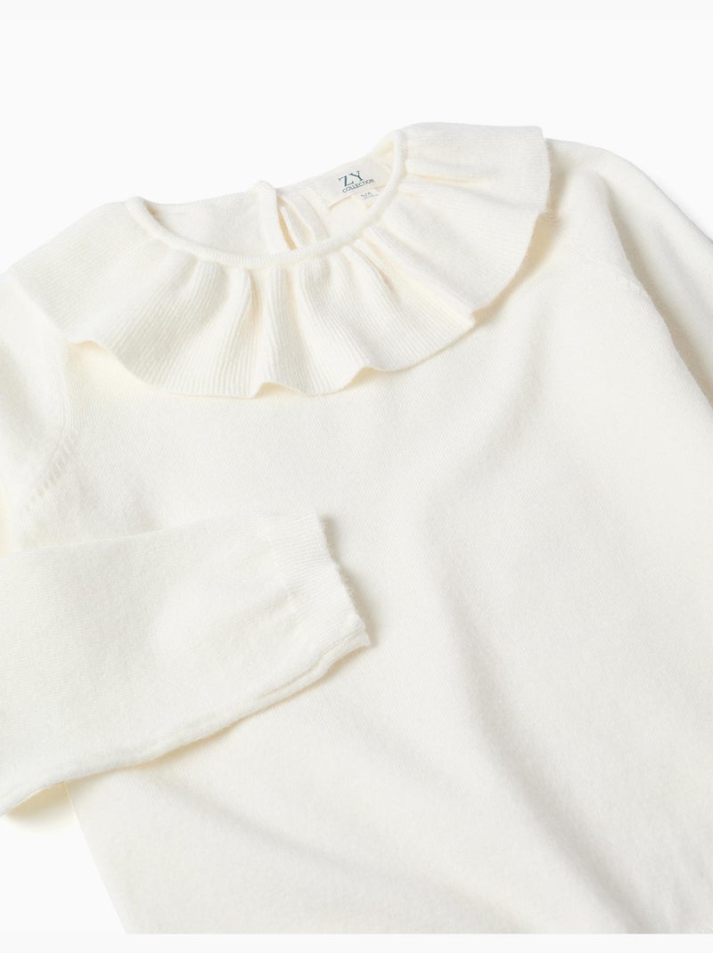 Maglione in maglia con colletto arricciato Bianco - Kiabi