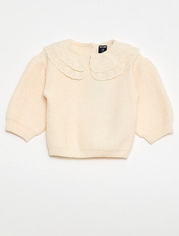 Maglione in maglia con colletto Claudine ricamato