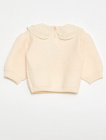 Maglione in maglia con colletto Claudine ricamato