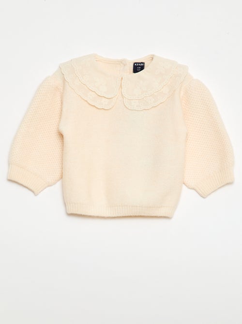 Maglione in maglia con colletto Claudine ricamato - Kiabi