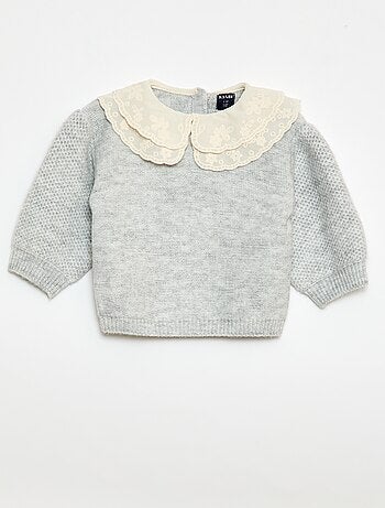Maglione in maglia con colletto Claudine ricamato