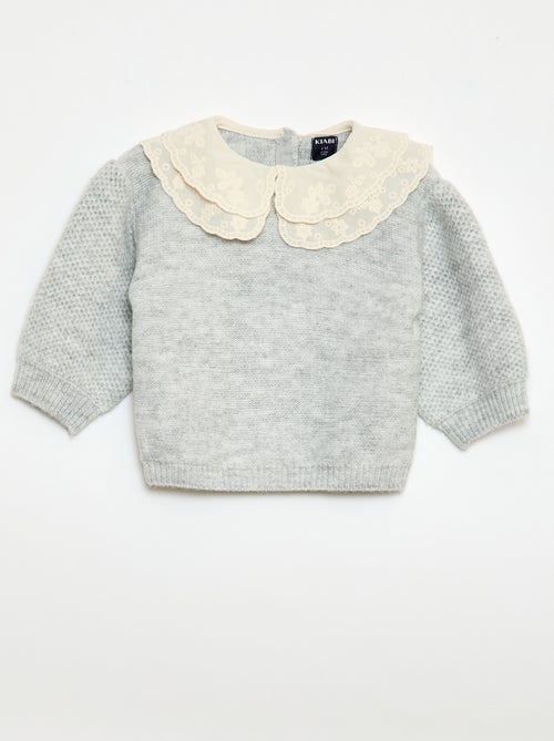 Maglione in maglia con colletto Claudine ricamato - Kiabi