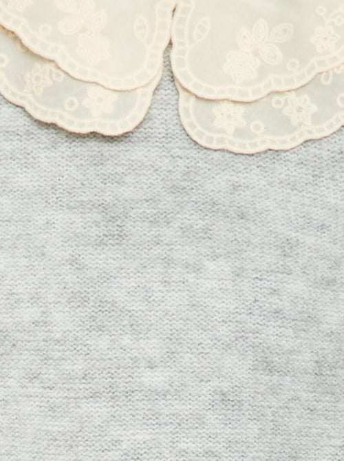 Maglione in maglia con colletto Claudine ricamato - Kiabi