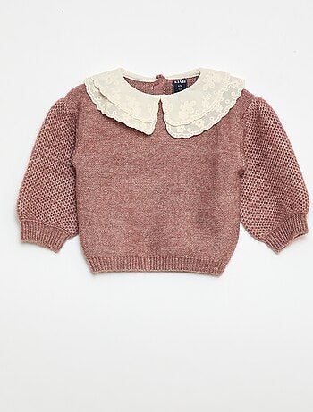 Maglione in maglia con colletto Claudine ricamato