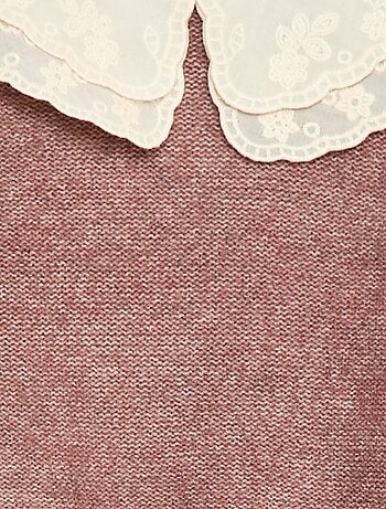 Maglione in maglia con colletto Claudine ricamato