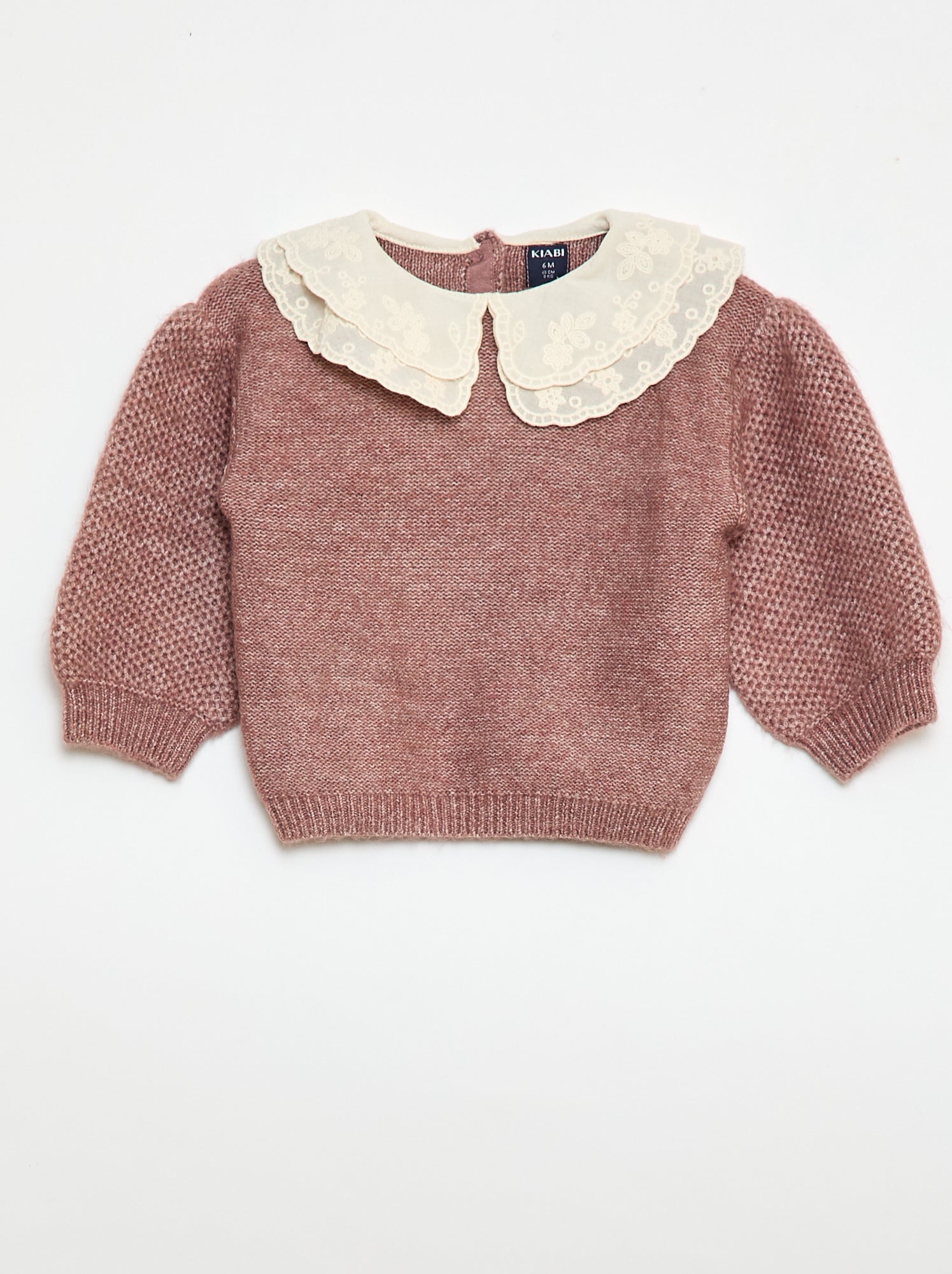 Maglione in maglia con colletto Claudine ricamato