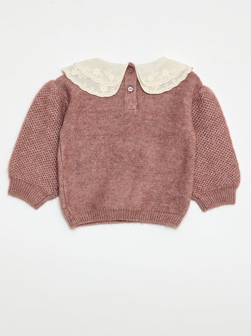 Maglione in maglia con colletto Claudine ricamato - Kiabi
