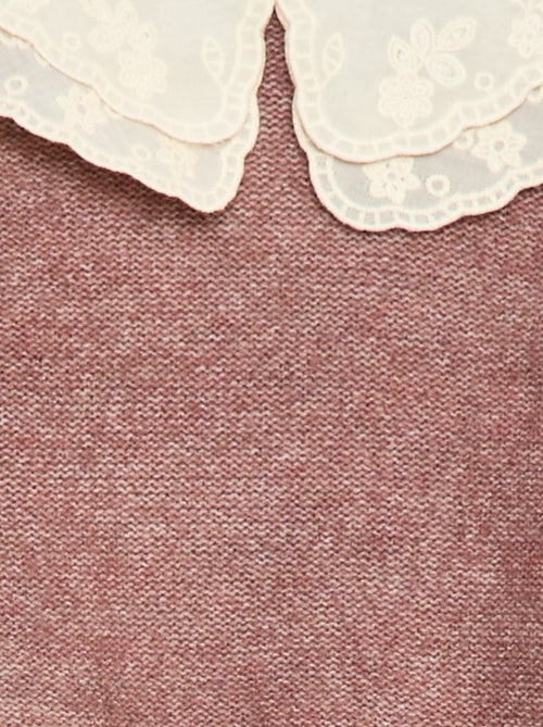 Maglione in maglia con colletto Claudine ricamato - Kiabi