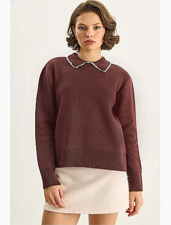 Maglione in maglia con colletto da camicia lucci