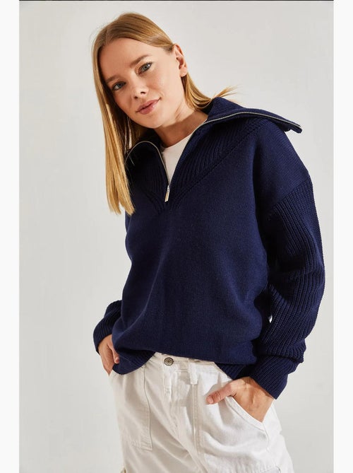 Maglione in maglia con collo con zip lucci - Kiabi Maglione in maglia con collo con zip lucci - Kiabi
