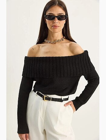 Maglione in maglia con collo madonna lucci