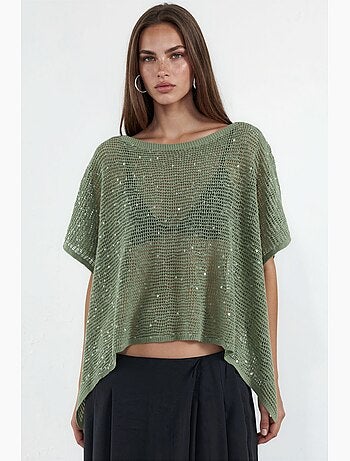 Maglione in maglia con decorazioni di paillettes hiccup
