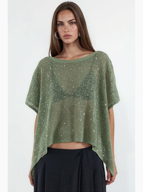 Maglione in maglia con decorazioni di paillettes hiccup - Kiabi Maglione in maglia con decorazioni di paillettes hiccup - Kiabi