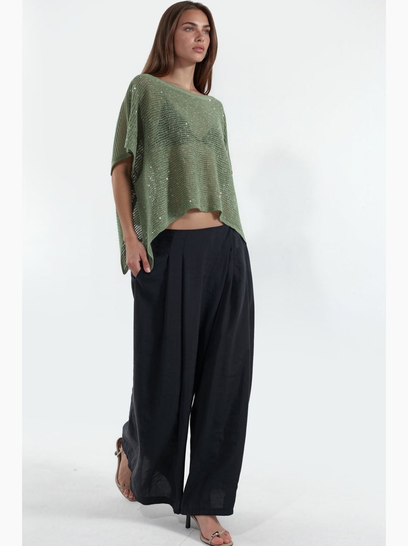 Maglione in maglia con decorazioni di paillettes hiccup Cachi - Kiabi
