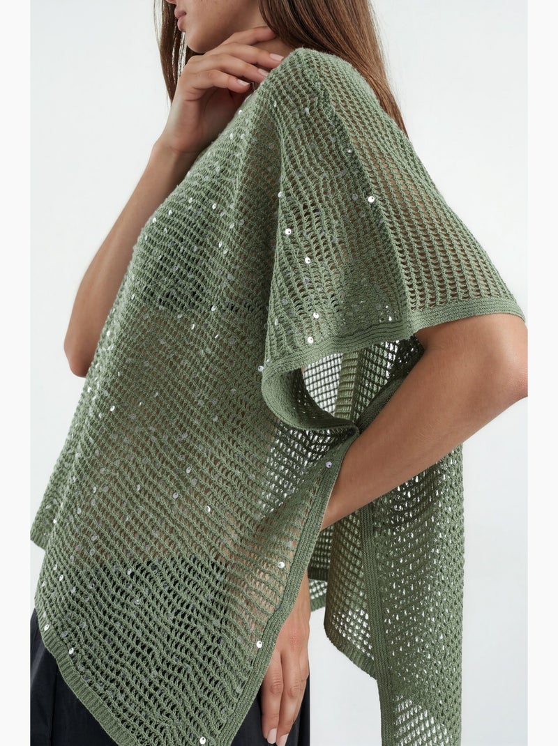 Maglione in maglia con decorazioni di paillettes hiccup Cachi - Kiabi