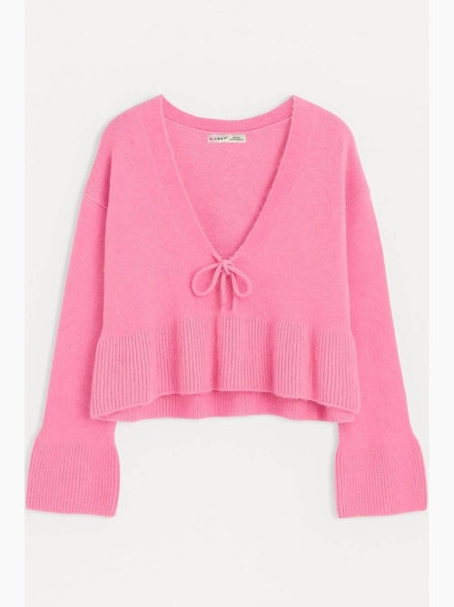 Maglione in maglia con dettaglio a fiocco, ruches e scollo a v mixray - Kiabi