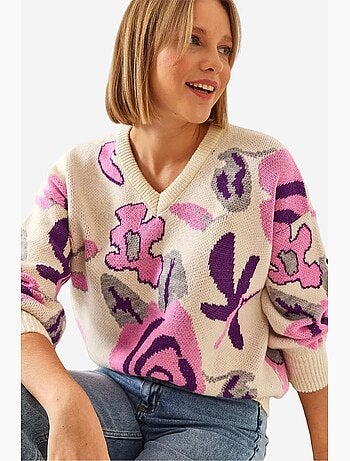 Maglione in maglia con fantasia multicolore lucci
