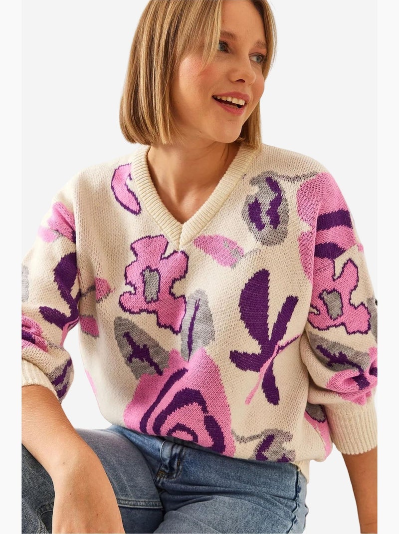 Maglione in maglia con fantasia multicolore lucci Crema - Kiabi