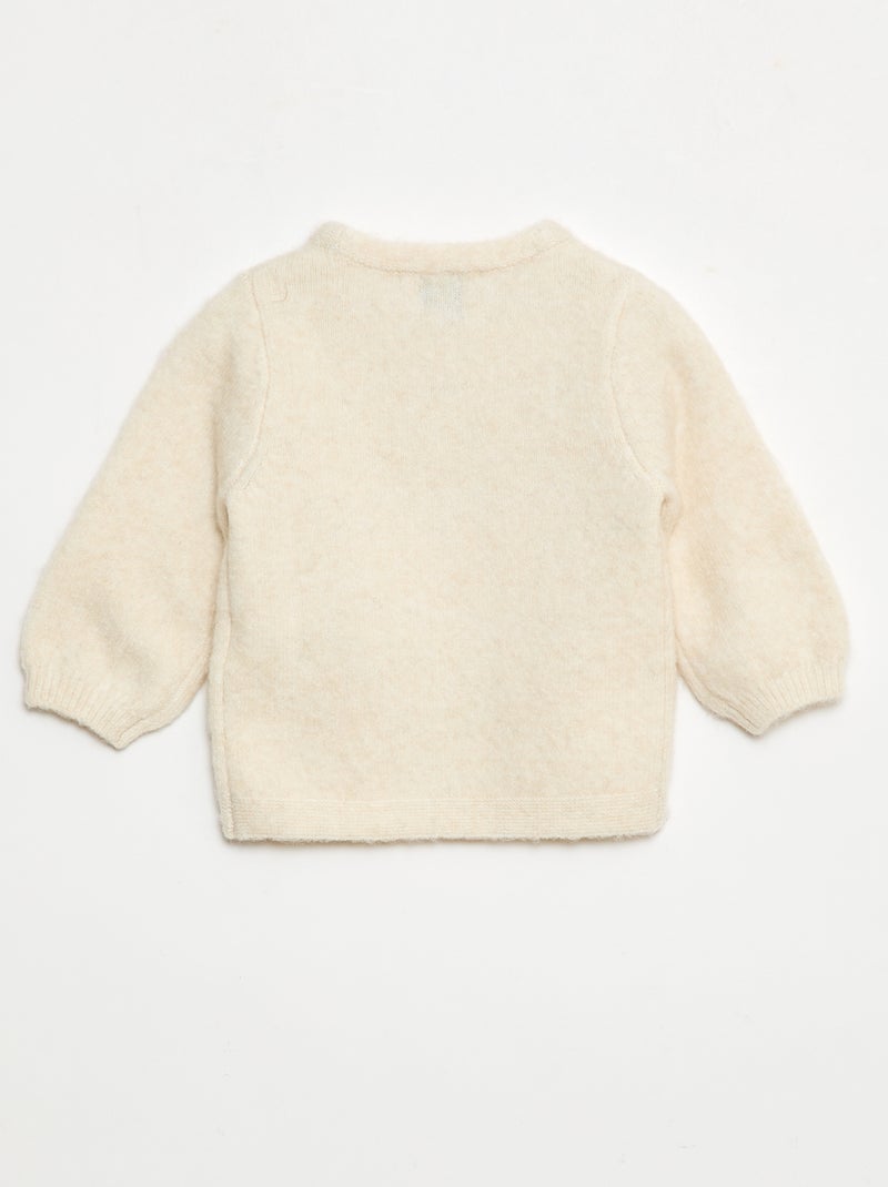 Maglione in maglia con fiocco decorativo sul davanti Bianco - Kiabi