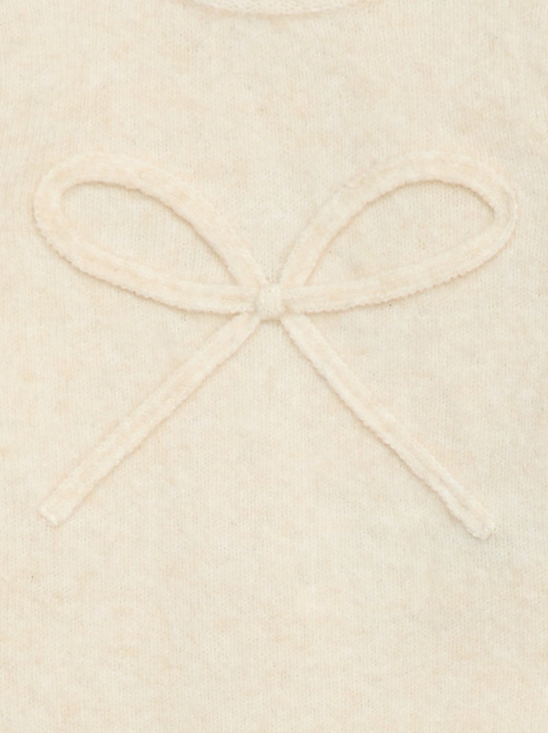 Maglione in maglia con fiocco decorativo sul davanti Bianco - Kiabi