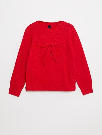 Maglione in maglia con fiocco decorativo sul davanti