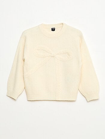 Maglione in maglia con fiocco in maglia a trecce sul davanti