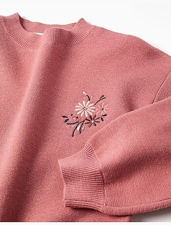 Maglione in maglia con fiori ricamati