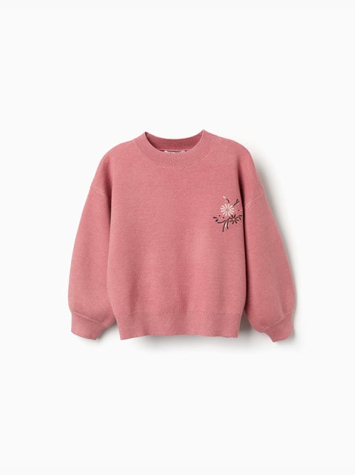 Maglione in maglia con fiori ricamati - Kiabi