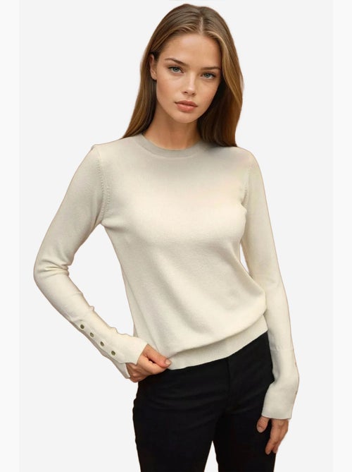 Maglione in maglia con girocollo e dettagli con bottoni hiccup - Kiabi Maglione in maglia con girocollo e dettagli con bottoni hiccup - Kiabi