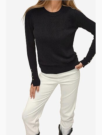 Maglione in maglia con girocollo e dettagli con bottoni hiccup