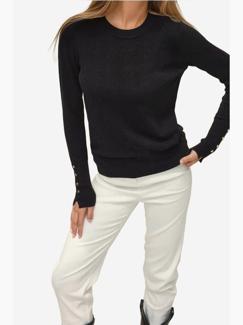 Maglione in maglia con girocollo e dettagli con bottoni hiccup - Kiabi Maglione in maglia con girocollo e dettagli con bottoni hiccup - Kiabi
