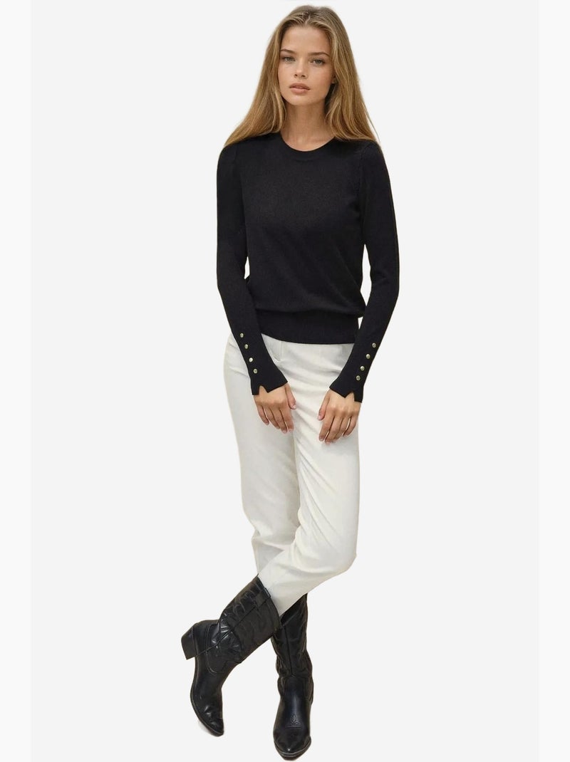 Maglione in maglia con girocollo e dettagli con bottoni hiccup Nero - Kiabi