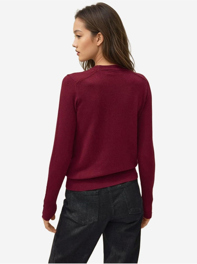 Maglione in maglia con girocollo e dettagli con bottoni hiccup Rosso bordeaux - Kiabi