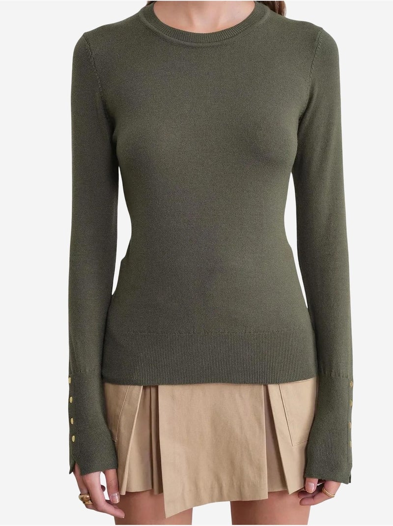 Maglione in maglia con girocollo mixray Cachi - Kiabi