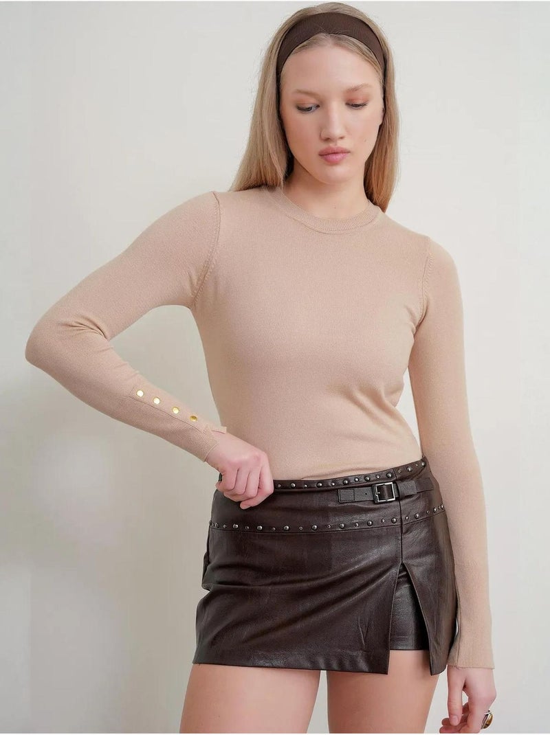 Maglione in maglia con girocollo mixray Grège - Kiabi