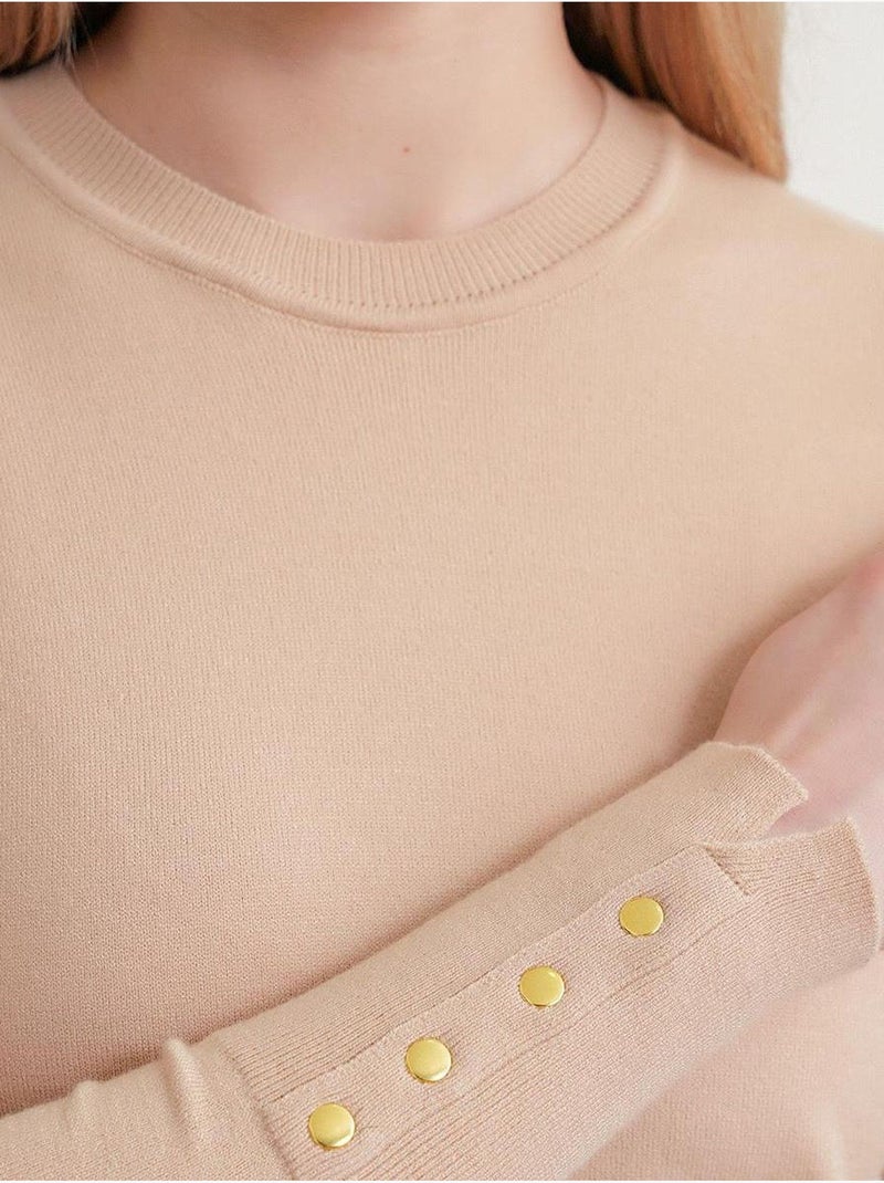 Maglione in maglia con girocollo mixray Grège - Kiabi