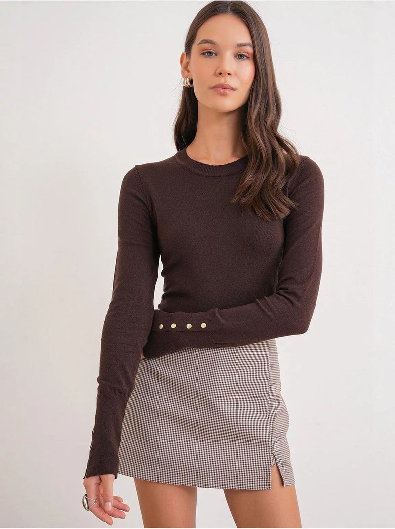 Maglione in maglia con girocollo mixray Marrone scuro - Kiabi