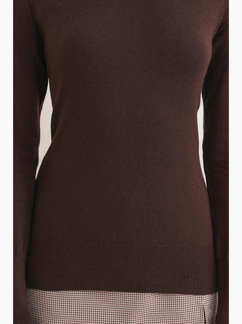 Maglione in maglia con girocollo mixray Marrone scuro - Kiabi