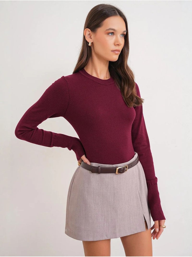 Maglione in maglia con girocollo mixray Rosso cashmere - Kiabi
